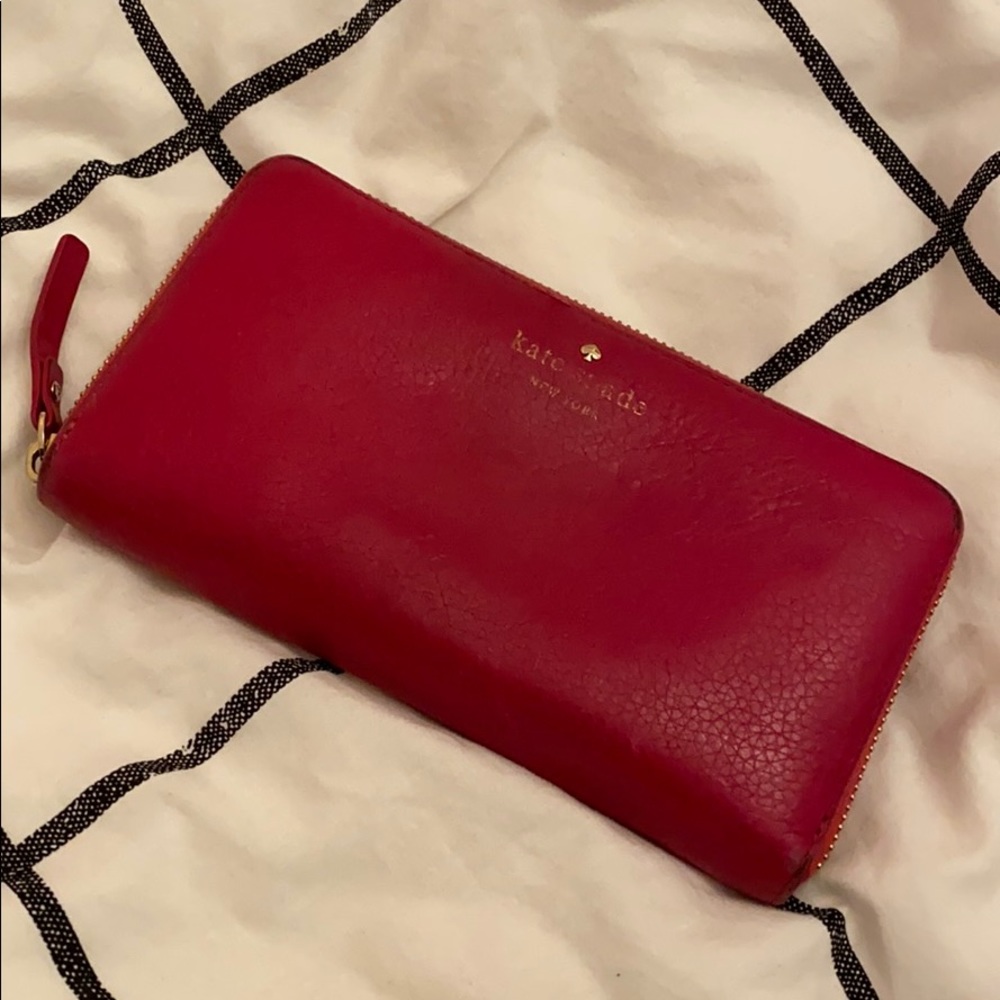 Kate Spade pink calf leather continental wallet
